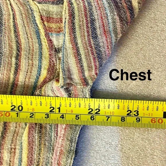 Tibet Souvenirs Colorful Striped Long Sleeve Collared Tunic Shirt - Picture 6 of 9